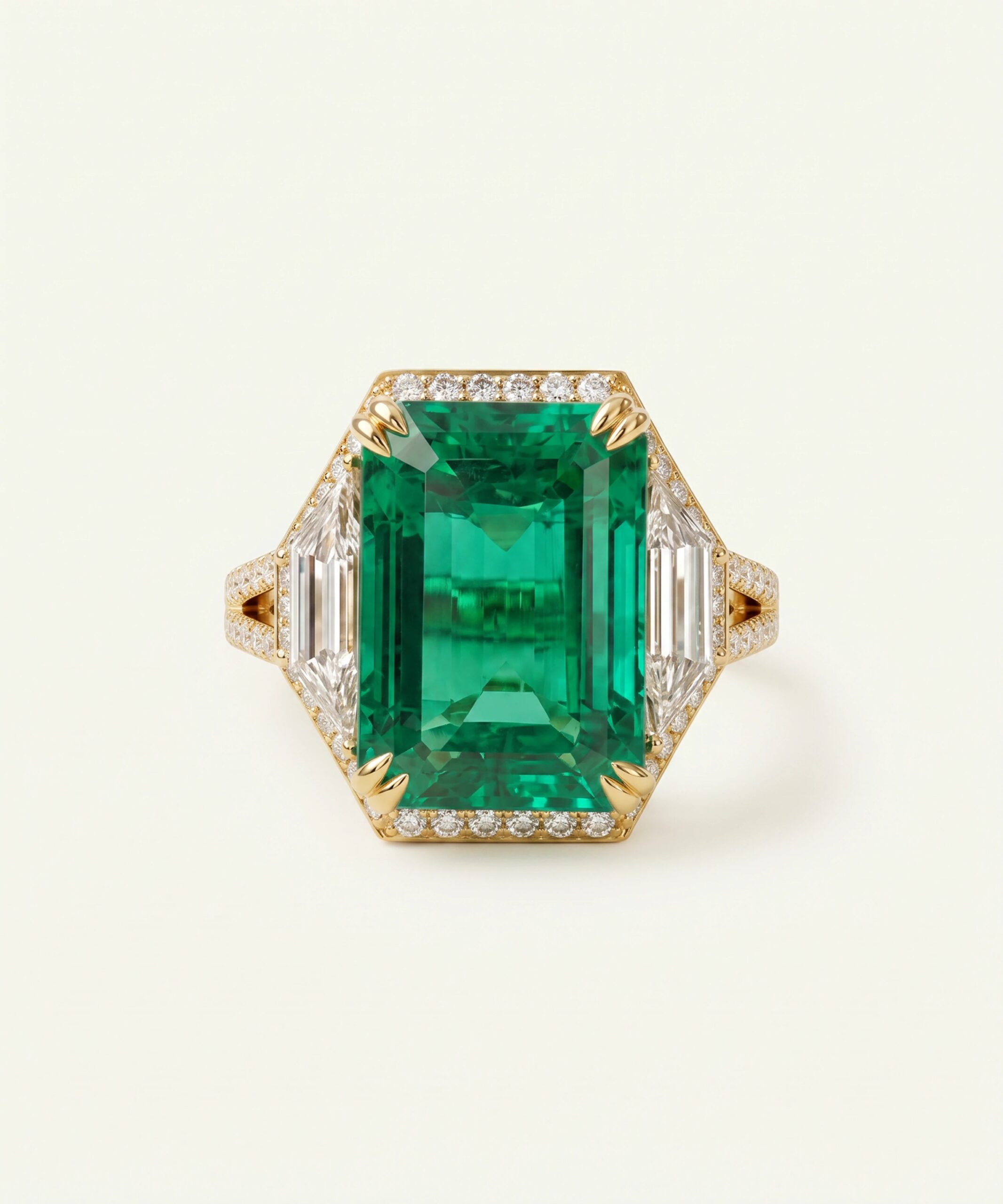 Aanika V. Lab-created Emerald & Lab-grown Diamond Halo Ring