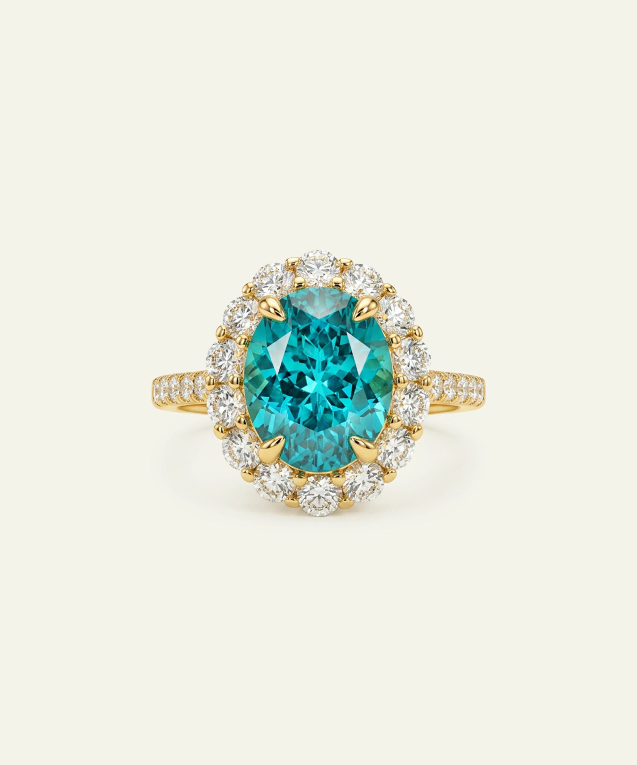 Aanika V. Lab-created Paraiba & Lab-grown Diamond Halo Ring