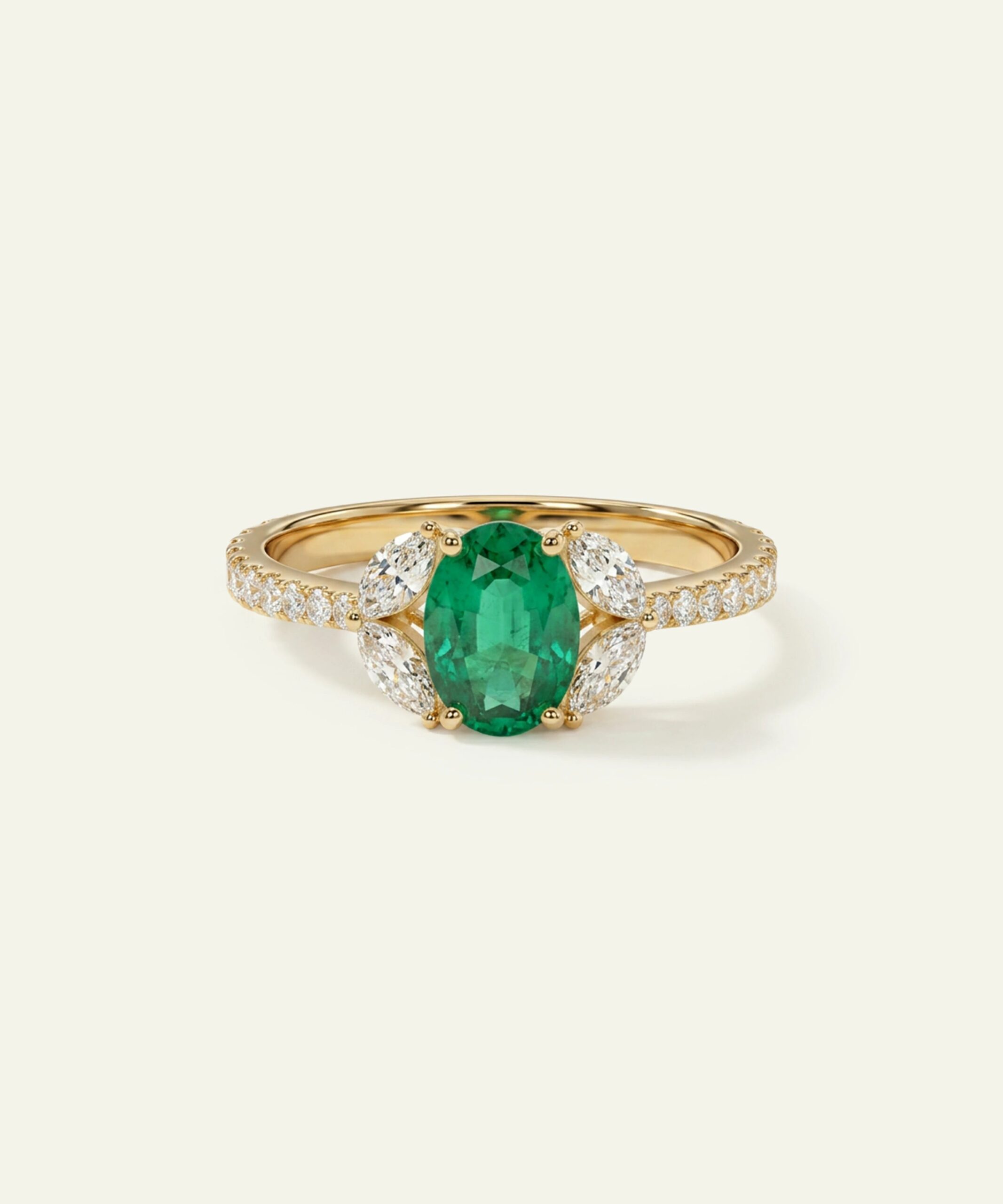 Aanika V. Lab-created Green Emerald & Lab-grown Diamond Accented Ring