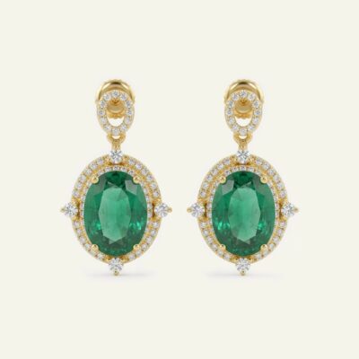 Aanika V. Emerald & Diamond Double Halo Drop - 0.35 Ct. T.W.
